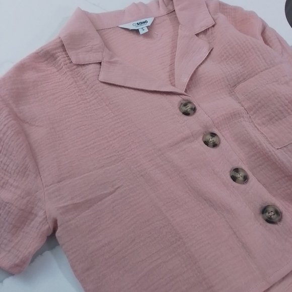 Ci Sono Mauve Crop Button Down Shirt - Picture 10 of 11